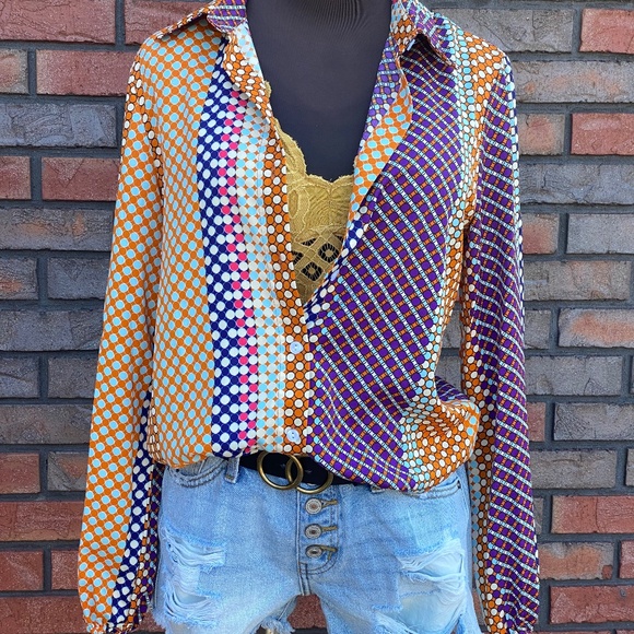 Dotty Button Down Blouse - Picture 4 of 6